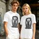 Olive t-shirt with dark anime winged warrior under full moon print