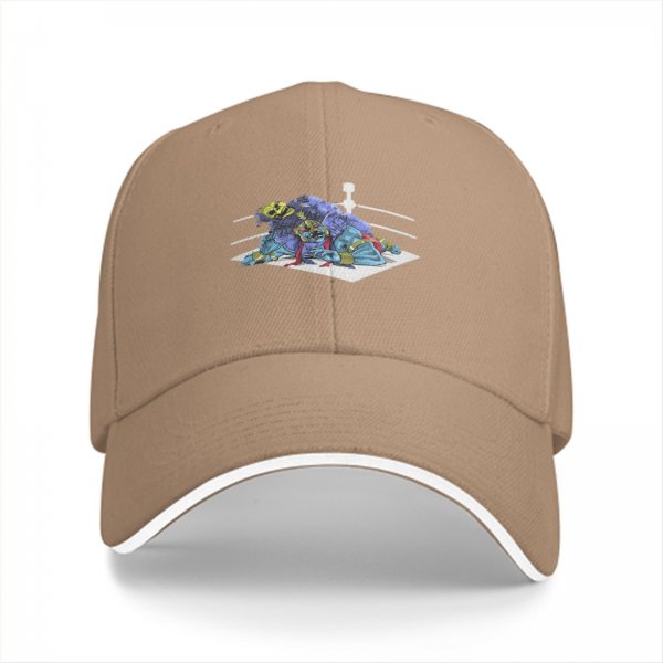 Black Baseball Cap With Wrestling Ring Graphic Print