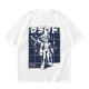 Olive t-shirt with stylized anime warrior graphic and Japanese text