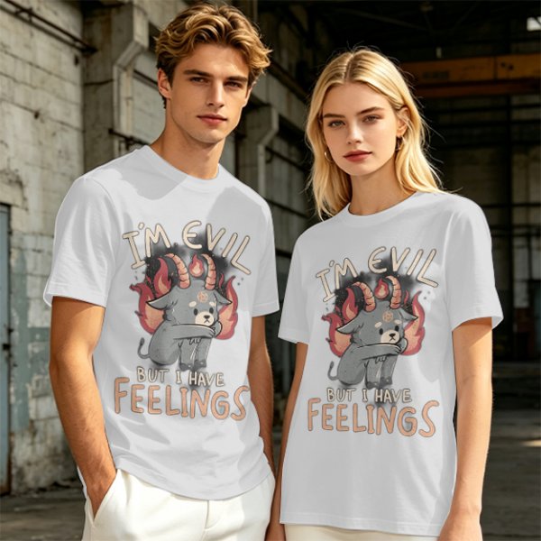 I'm Evil But I Have Feelings Cute Demon Goat Graphic T-Shirt