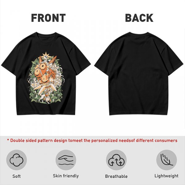 Olive T-shirt with Princess Mononoke Forest Spirit Art Print