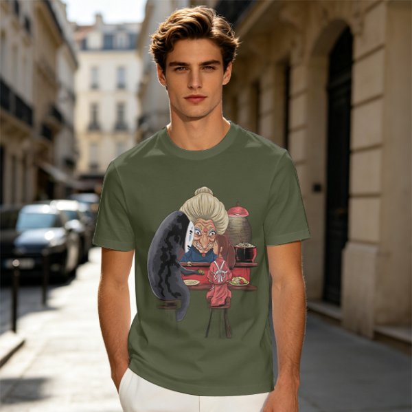 Spirited Away Characters Printed Olive T-Shirt
