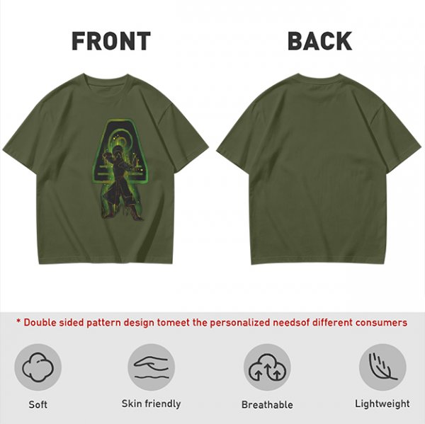 Olive T-shirt with Earth Bender Silhouette Graphic