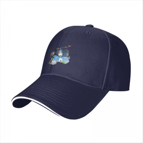 Black Baseball Cap With Whimsical Night Tree And Sheep Art Print