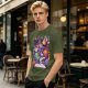 Olive T-Shirt With Cute Occult Monster And Spell Book Print