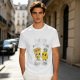 Olive T-shirt with Cute Pizza and Pineapple Cartoon Print