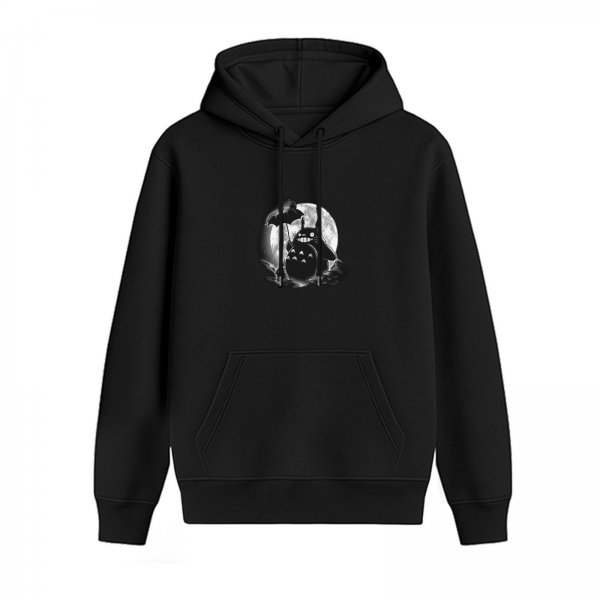 Black hoodie with Totoro moon umbrella graphic