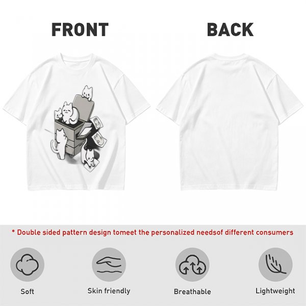 Olive T-Shirt With Playful Cats Emerging From Printer Graphic