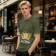 Olive T-Shirt with Happy Raised Paw Cat and 'NOTHING' Print