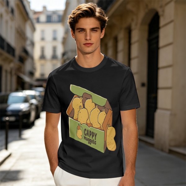 Olive T-Shirt With Cappy Nuggets Cartoon Print