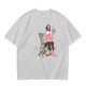 Olive T-Shirt With Relaxed Bearded Man Holding Skull Cup Print