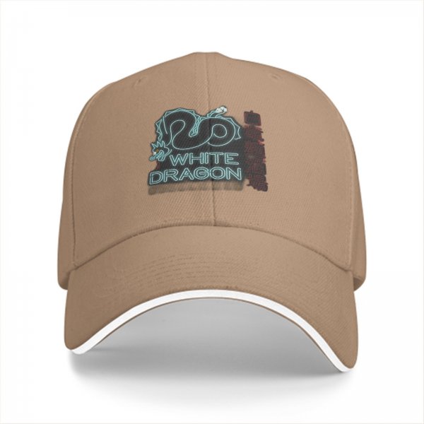 Black baseball cap with White Dragon neon style graphic print