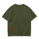 Oversized Olive Green T-Shirt with Red Stamp Detail