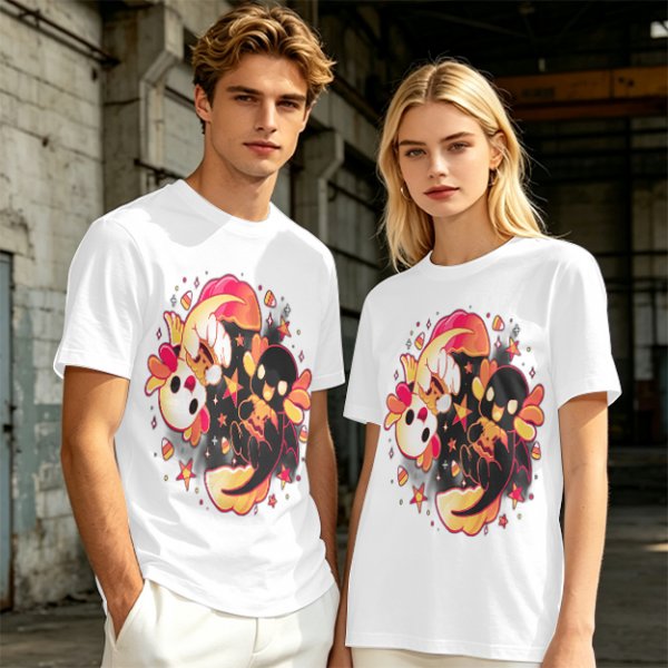 Olive T-Shirt with Halloween Axolotl Candy Corn Art