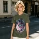 Olive T-Shirt with Yin Yang Dragon Floral Sun Moon Art
