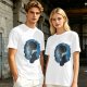 Olive T-Shirt With Anime Character Profile In Blue Cosmic Print