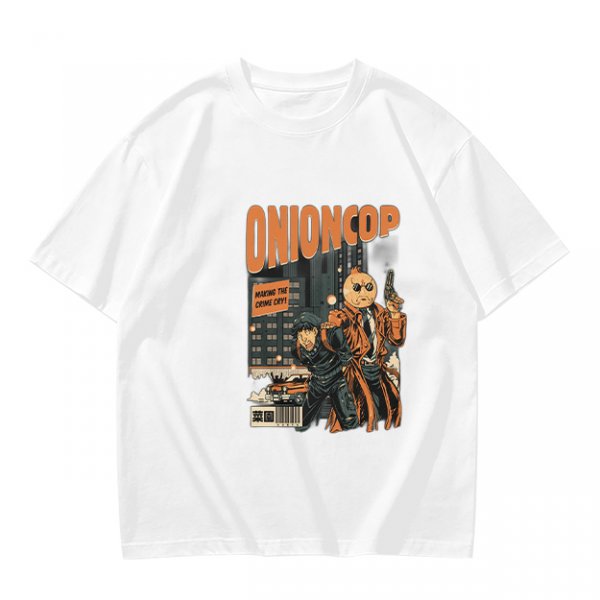 Onion Cop Graphic Tee with Retro Comic Style Artwork