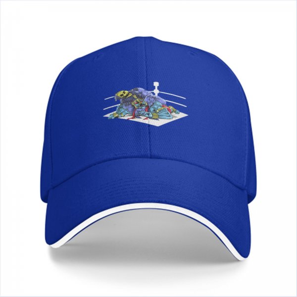 Black Baseball Cap With Wrestling Ring Graphic Print