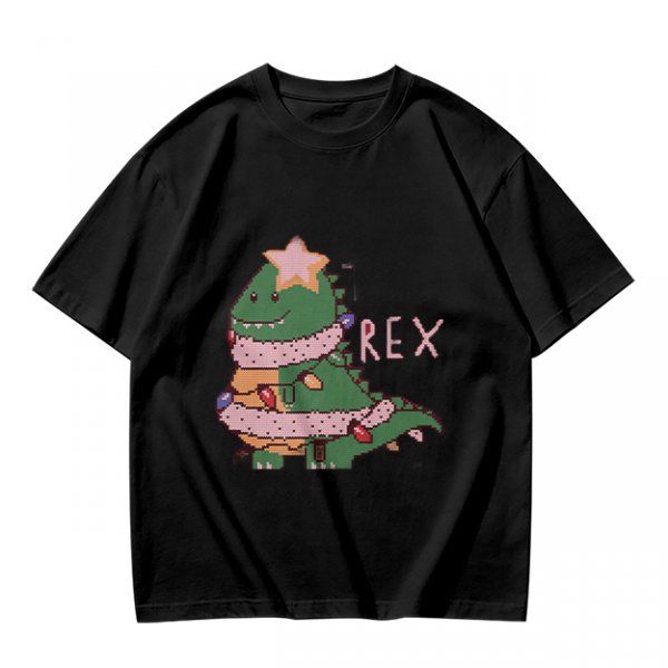 Olive T-shirt with Christmas T-Rex Dinosaur Graphic