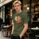 Olive Green T-Shirt With Cute Cartoon Turtle Graphic