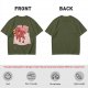 Olive T-Shirt With Cute Red Imp Yawning On Pillows Print