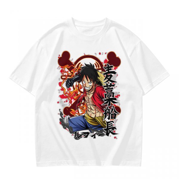 One Piece Monkey D. Luffy Graphic Print Olive T-Shirt