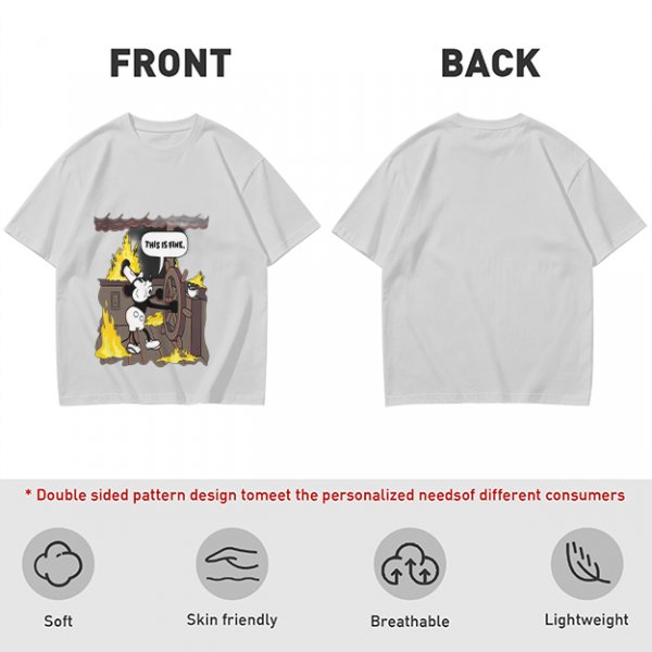 Olive T-Shirt With Steamboat Willie This Is Fine Burning Ship Art