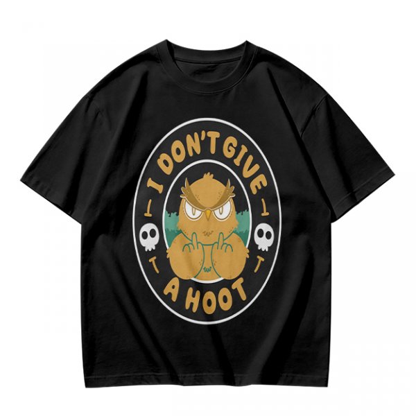 Owl giving middle finger funny graphic olive green t-shirt