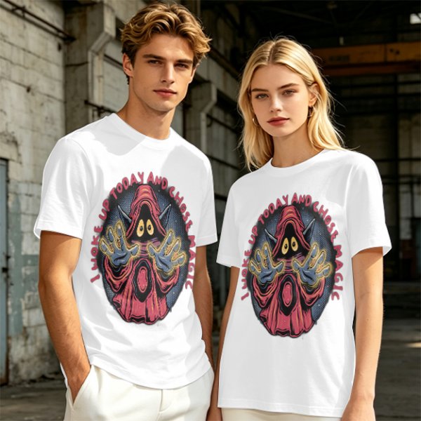 Olive T-Shirt With Wizard Artwork And 'I Woke Up Today And Chose Magic' Text
