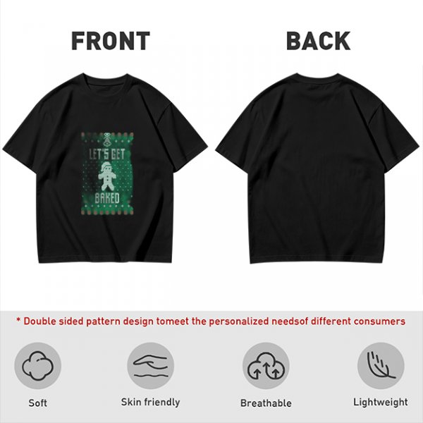 Olive Christmas T-Shirt With 'Let's Get Baked' Gingerbread Man Print